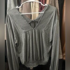 Express Charcoal Smocked Blouse